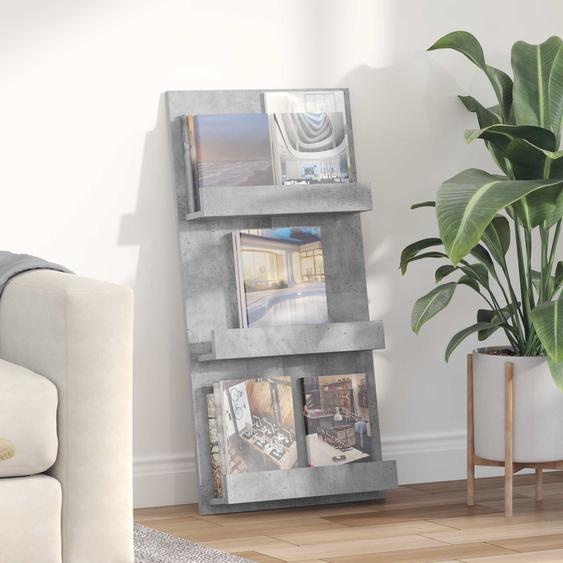 Étagère à magazines avec étagère Gris béton 51 x 11 x 102 cm