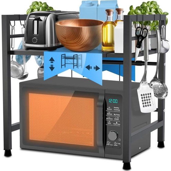 Etagère à micro-ondes Marana à niveaux, couleur:noir, taille:3 niveaux