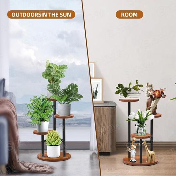 Étagère à plantes dintérieur - Étagères dangle en bois et en métal - 3 niveaux