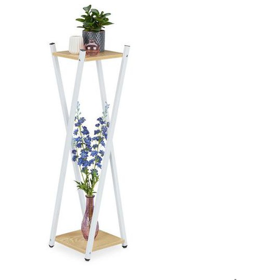 Étagère à plantes haute effet bois - RELAXDAYS - 4052025885595 - Blanc - Métal - Contemporain - Design