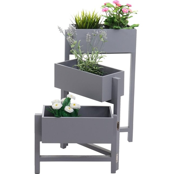 Étagère à plantes T275, Étagère sur pied Porte-fleurs Jardinière, 65x108x15cm, Bois Shabby-Look Vintage ~ gris-bleu