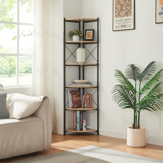 Étagère à plantes Ulfborg couleur bois avec 6 étagères 160x30x30 cm noir/imitation chêne