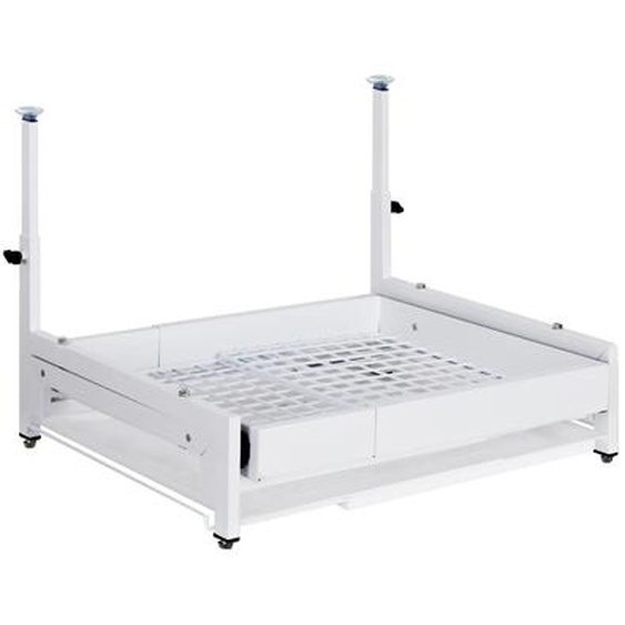 Etagère à vaisselle télescopique, blanche, réglable en hauteur, glissières silencieuses , Blanc, S : Bonjour, 1 niveau