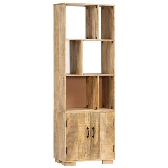 etagere armoire meuble design bibliotheque 180 cm bois de manguier solide