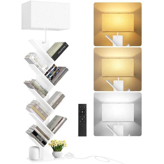 Étagère bibliothèque en forme darbre, 9 niveaux, étagère dangle avec éclairage, bois blanc, étagère dangle étroite, hauteur 152 cm