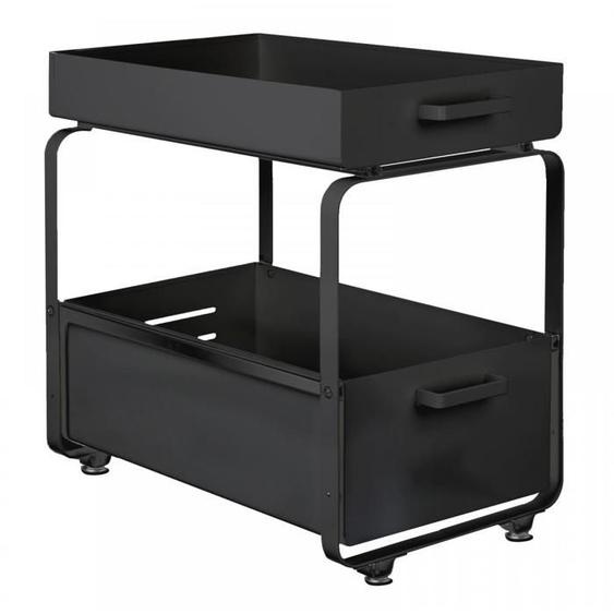 Étagère coulissant sous-evier en acier au carbone à 2 niveaux pour rangement de cuisine - ERROLVES - Noir - 40*25.5*39.5 CM