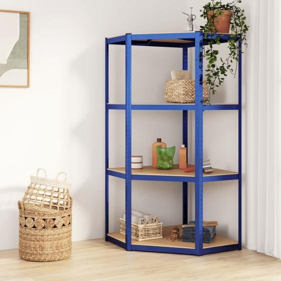 Étagère dangle 4 tablettes bleu Acier & bois composite
