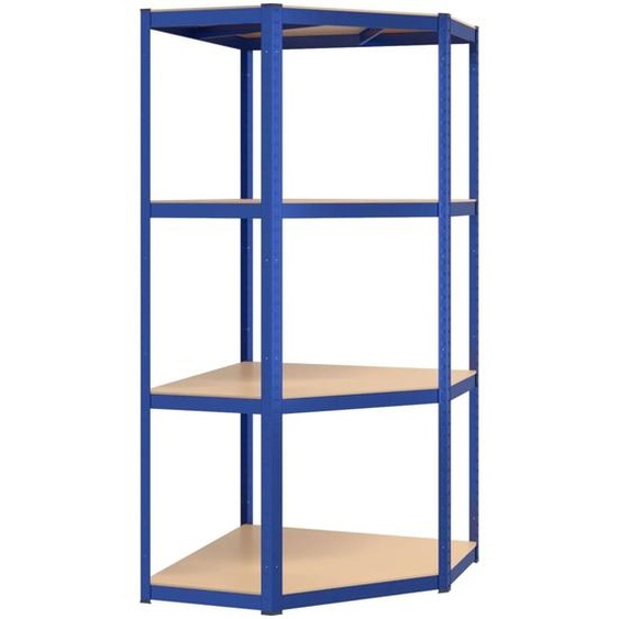 Étagère dangle 4 tablettes bleu Acier & bois composite