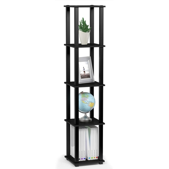 Étagère dangle, 5 niveaux, couleur noire Americano, dimensions : 29,5 x 29,5 x 144,6 cm