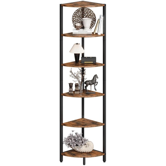 Étagère dangle, 6 niveaux, 31x31x160 cm, style vintage, couleur marron, en bois