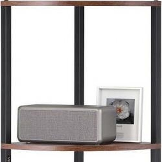 étagère dangle à 5 niveaux avec lumière LED et cadre métallique haut Stand dangle - Présentoir dexposition et étagère de stockage avec étagères en bois - Bibliothèque pour chambre à coucher, salon, bureau - Marron