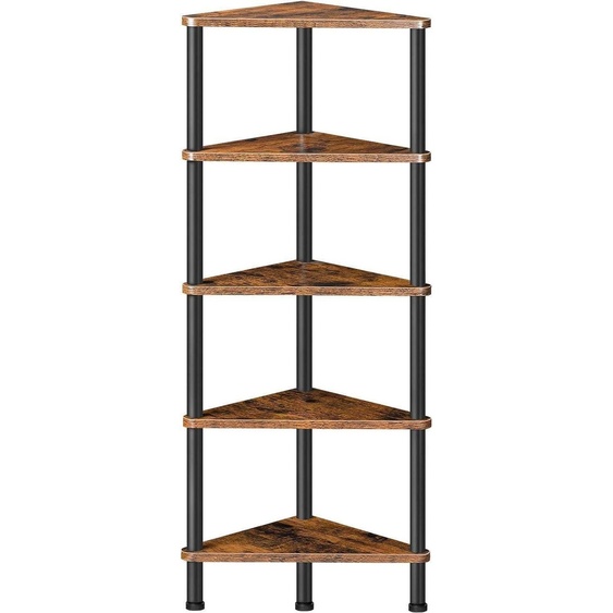 Étagère dangle à 5 niveaux brun vintage/noir, bibliothèque sur pied pour petits espaces