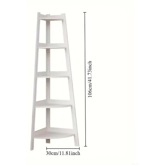Étagère dangle à 5 niveaux, modèle échelle, style industriel, couleur blanche