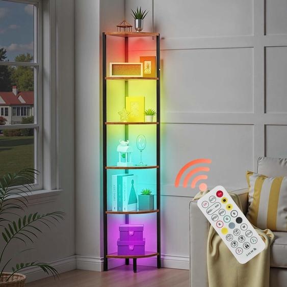 Étagère dangle à 6 niveaux avec éclairage LED, 172,7 cm de hauteur, couleurs multiples, contrôle par télécommande/application