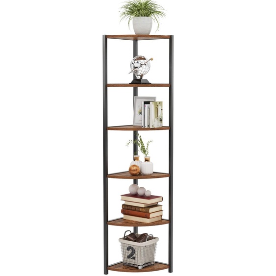 Étagère dangle à 6 niveaux, style rétro, 34x34x165 cm, bibliothèque