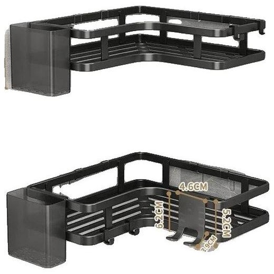 Étagère dangle, acier inoxydable, double design, noir-B