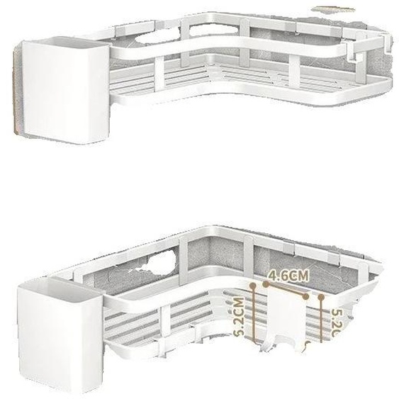 Étagère dangle, acier inoxydable, modèle double, blanc-B