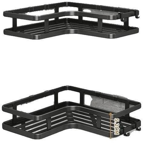 Étagère dangle, acier inoxydable, modèle double, noir-A