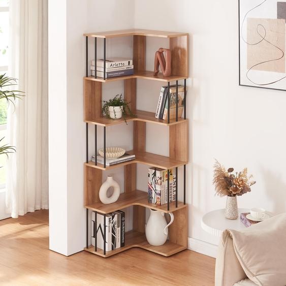 Étagère dangle Afrel 160 x 54 x 54 cm Étagère sur pied avec 5 niveaux, aspect chêne