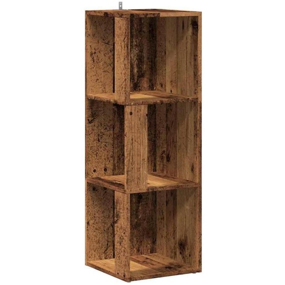 Étagère dangle, aspect bois vieilli, couleur gris béton, 33x33x100 cm, matériau composite bois