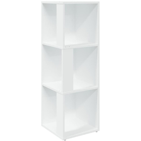 Étagère dangle avec 3 compartiments, étagère dappoint, bibliothèque, étagère murale, blanche, 33x33x100 cm, en panneaux de particules