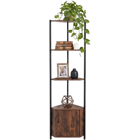 Étagère dangle avec 5 étagères et un placard, 147 x 44,5 x 30 cm, marron/noir