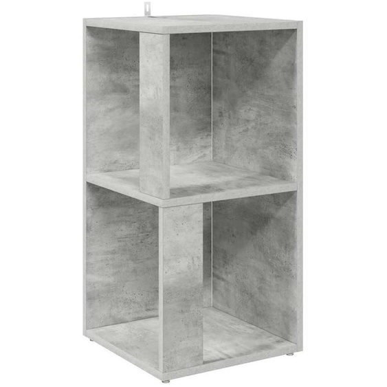 Étagère dangle, béton gris, matériau composite bois, 33x33x67 cm