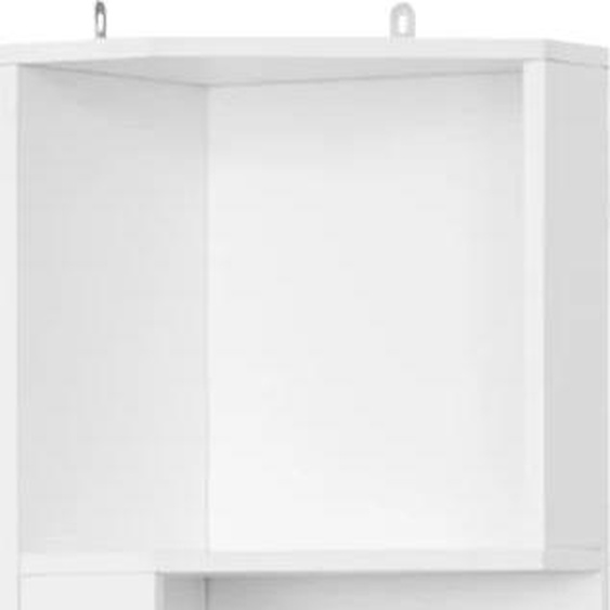 Étagère dangle Bibliothèque - Étagère sur pied - 5 niveaux - Avec porte et armoire - MDF - Design moderne - 147x25x25 cm - Blanc