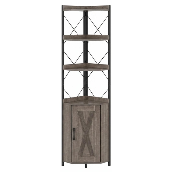 Étagère dangle COSTWAY, 6 niveaux, 180 cm, avec armoire, portes et structure en métal. Étagère bibliothèque autoportante, étagère de rangement, couleur grise, dimensions : 38 x 38 x 180 cm