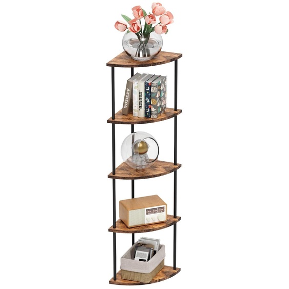 Étagère dangle en bois - 5 niveaux - Style industriel - Étagère dangle autoportante - Pour plantes et rangement - Marron