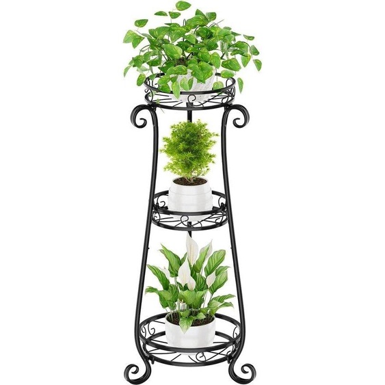 Étagère dangle en métal, 87 cm de haut, noire, à 3 étages