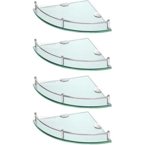 Étagère dangle en verre trempé, 4 éléments, aluminium, salle de bains