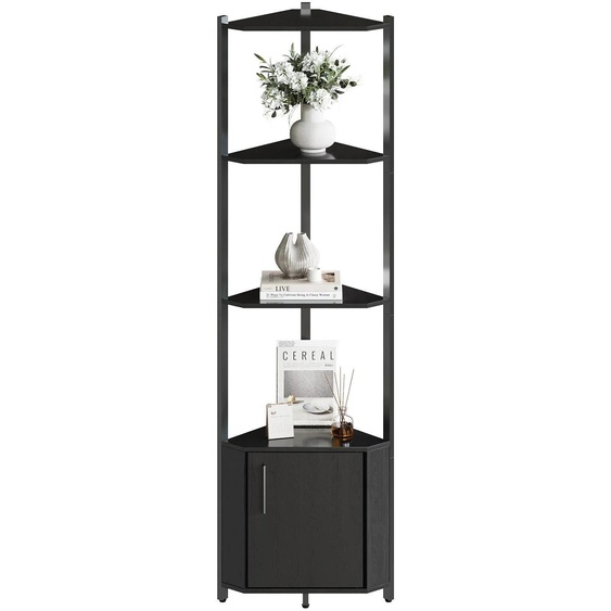 Étagère dangle - Étagère sur pied à 5 niveaux - Structure métallique - Étagères en bois - Montage facile - Pour le salon, la chambre à coucher et la cuisine - Rouge