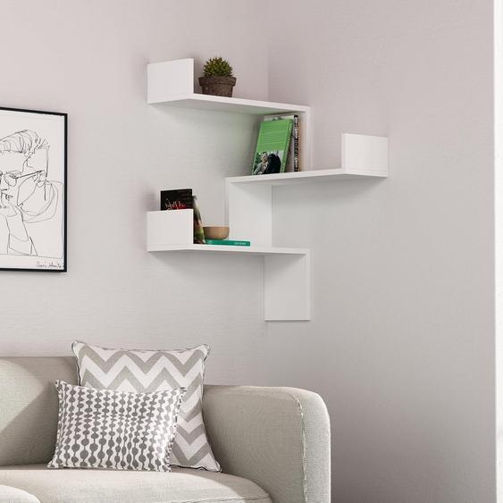 Étagère dangle Hocuspicus, bibliothèque dangle à 3 niveaux pour salon, bureau et autres – étagère dangle facile à assembler – 60 x 90 x 60 cm – Blanche
