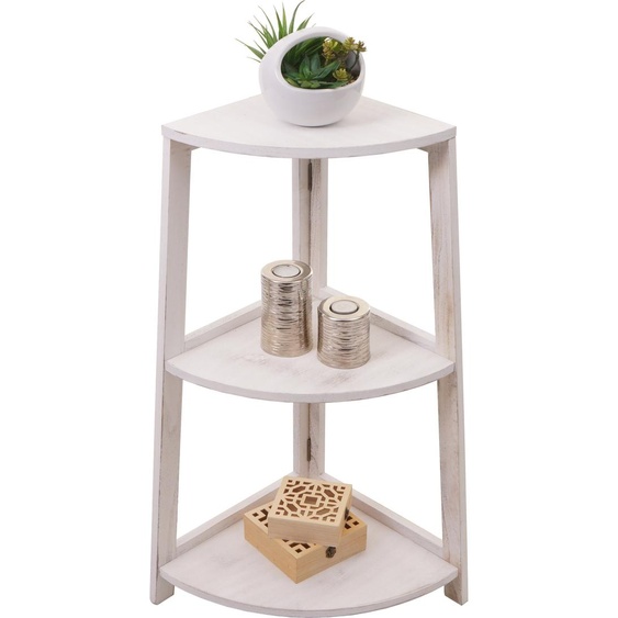 Étagère dangle HWC-K44, Étagère sur pied Étagère de salon, 3 étagères, 80x37x37cm MDF en paulownia ~ blanc shabby