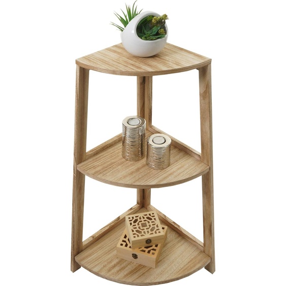 Étagère dangle HWC-K44, Étagère sur pied Étagère de salon, 3 étagères, 80x37x37cm MDF en paulownia ~ brun naturel