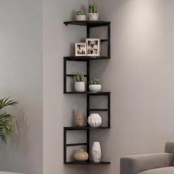 Étagère dangle HWC-O99, étagère suspendue, étagère murale, étagère dangle, 5 niveaux, métal industriel, mélamine MVG 128x30x30cm ~ noir
