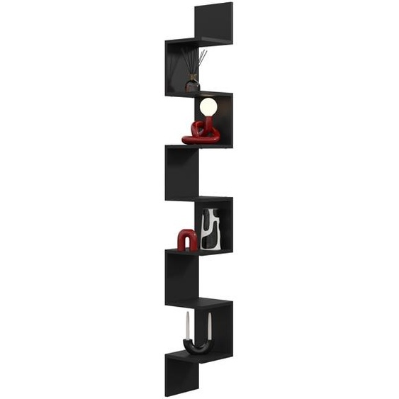 Étagère dangle MAXI noire - grande étagère suspendue moderne pour les coins, étagère murale peu encombrante pour les livres, les plantes et la décoration