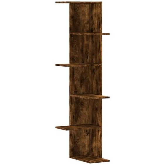 Étagère dangle murale chêne fumé 36,5x36,5x140 cm Matériau dérivé du bois