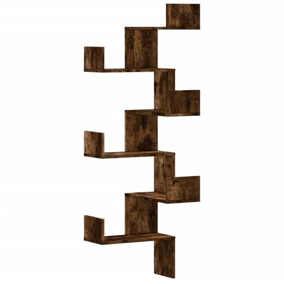 Étagère dangle murale chêne fumé 45x45x147 cm Matériau dérivé du bois