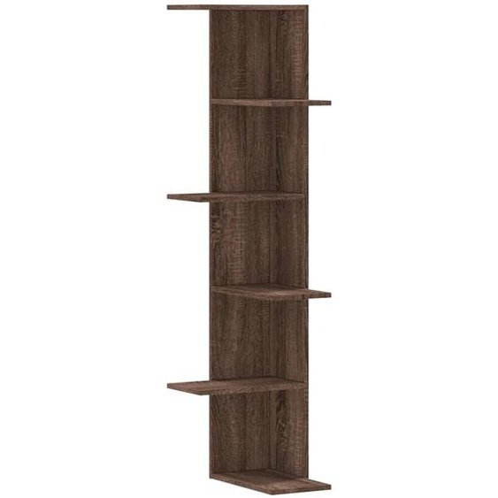 Étagère dangle murale marron imitation chêne 36,5x36,5x140 cm Matériau dérivé du bois
