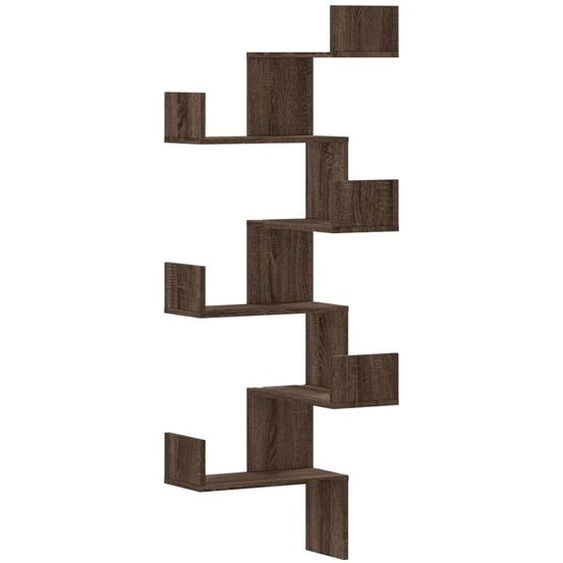 Étagère dangle murale marron imitation chêne 45x45x147 cm Matériau dérivé du bois