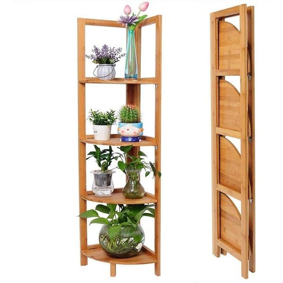 Étagère dangle pliante, 4 niveaux, bambou naturel, 27x27x120 cm