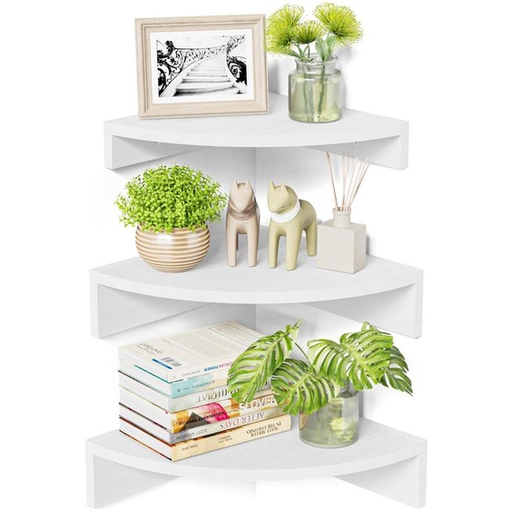 Étagère dangle pour la cuisine, blanche, étagères murales dangle, étagère murale en bois, lot de 3, étagère suspendue, petite étagère murale rustique pour chambre à coucher, salon, cuisine, coin, chambre denfant, pour plantes, livres