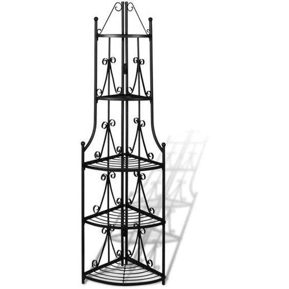 Étagère d’angle pour plantes en noir