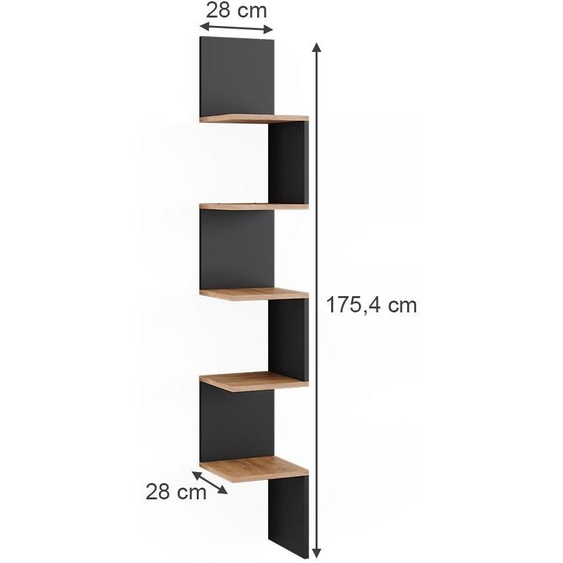 Étagère dangle Vicco Paolo Anthracite 28x175.4cm avec 5 compartiments, Model 52093