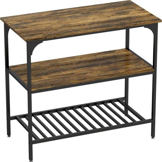 Étagère de boulanger Fortuna Lai, étagère de cuisine à 3 niveaux avec cadre en acier, brun rustique + noir