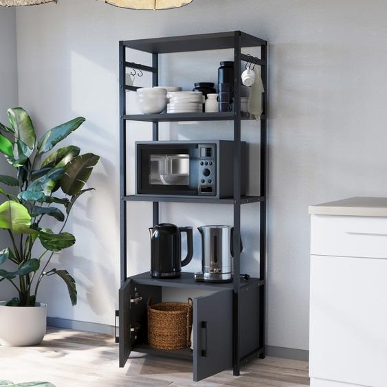 Étagère de cuisine Arhuni avec 2 portes 5 crochets 139 x 56 x 30 cm Anthracite