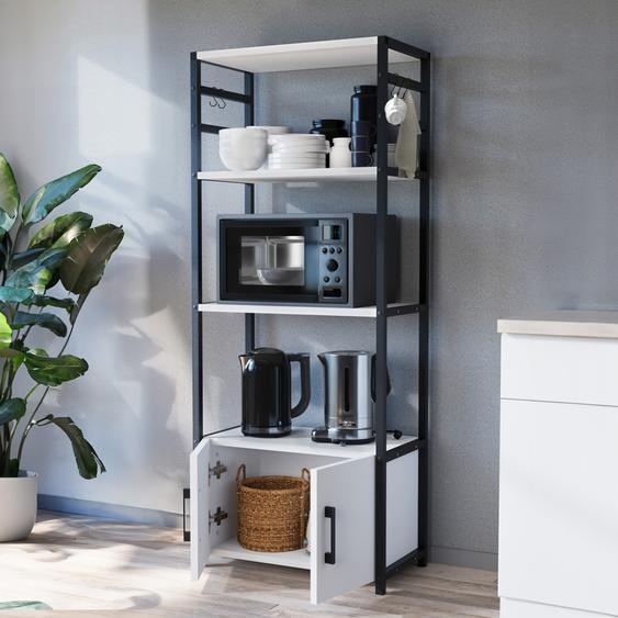 Étagère de cuisine Arhuni avec 2 portes 5 crochets 139 x 56 x 30 cm Blanc