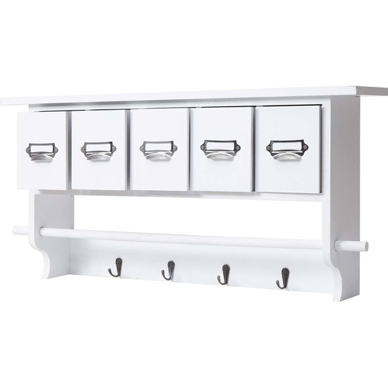 Étagère de cuisine HWC-C49, Étagère de ménage, Vintage avec 5 tiroirs 32x65x13cm ~ blanc